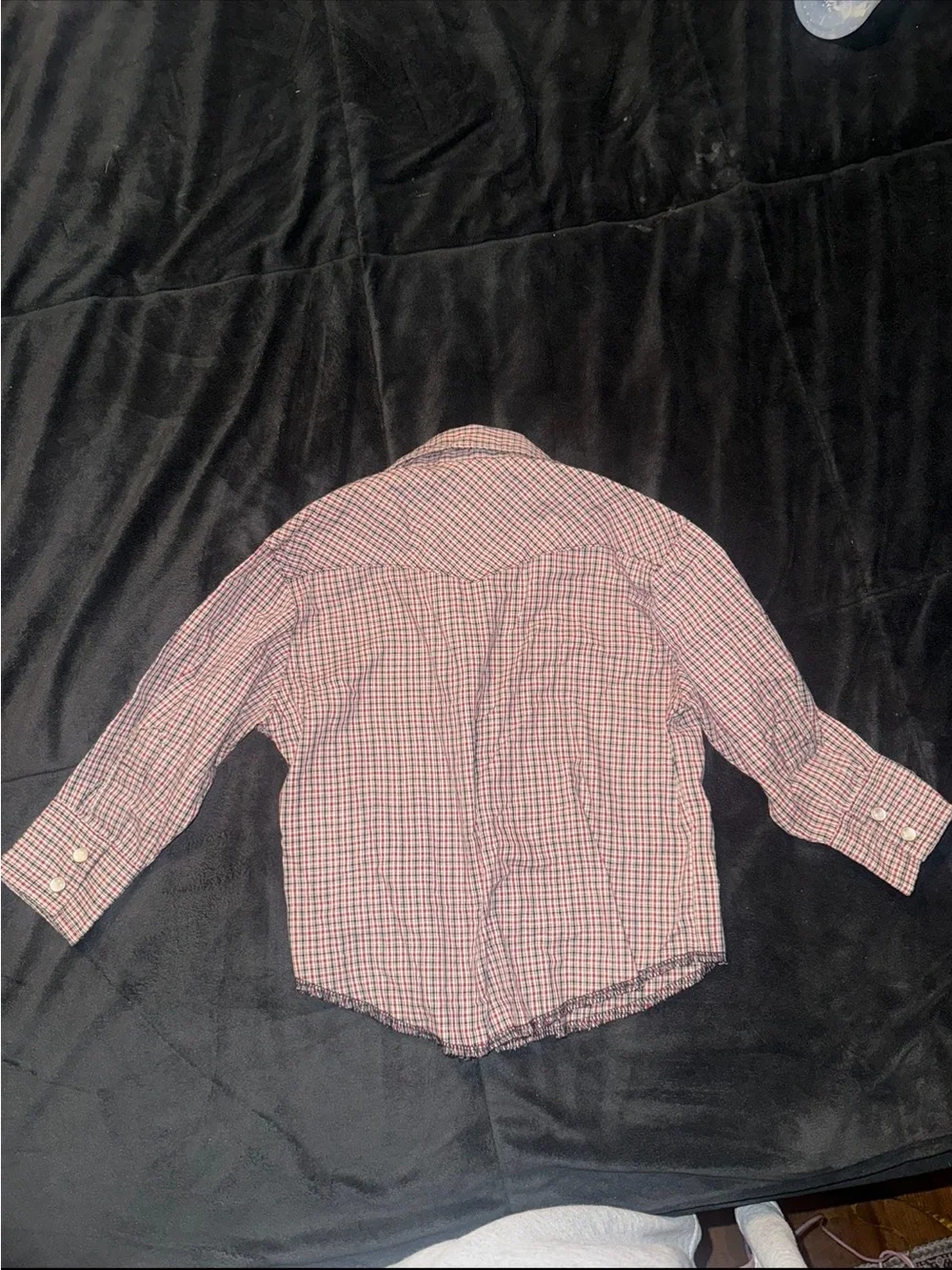 Wrangler Boys XXS 0-2 Western Plaid Pearl Snap Shirt Red Black Cowboy